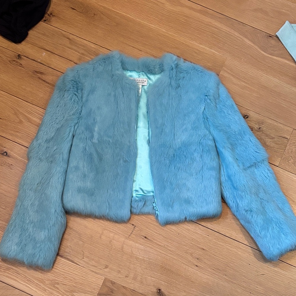 Blue Rabbit Fur Jacket